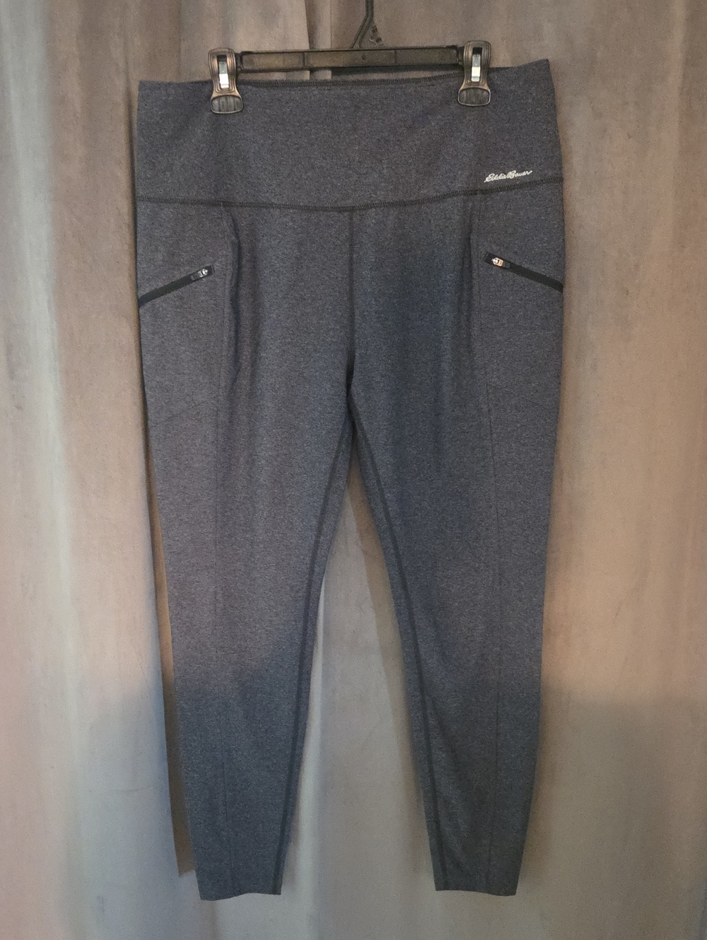 Eddie Bauer XL Dark Heather Charcoal High-Waist Leggings with Zip Pockets